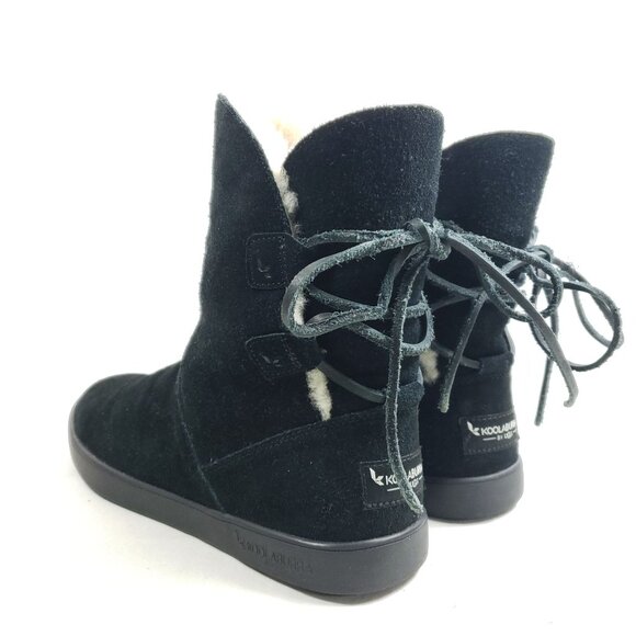 Koolaburra By Ugg Mens Size 8 Black Suede Sheepskin Lined Ankle Boots - Picture 5 of 9